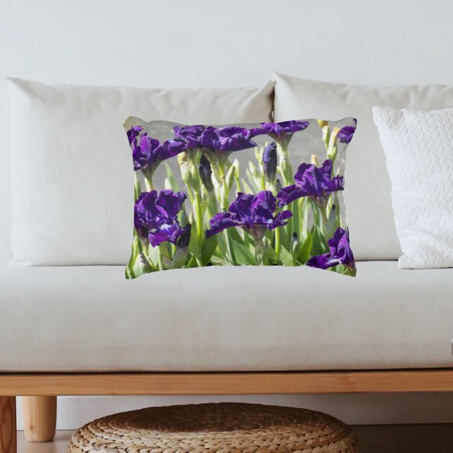 Coussins Décoratifs Floral d'Irises violettes profondes (In Situ Sofa)