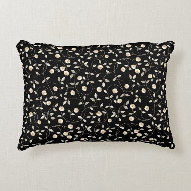 Coussins Décoratifs Floral noir et blanc (Devant)