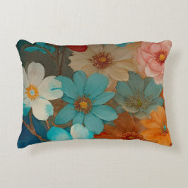 Coussins Décoratifs Flore rouille, rose et turquoise