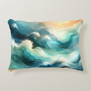 Coussins Décoratifs Flux d'océan doré Vagues abstraites