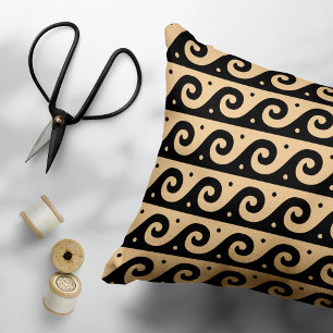 Coussins Décoratifs Fret grec, Motif d'onde méditerranéen, Brown
