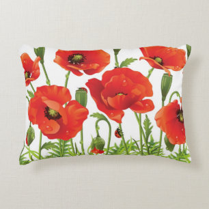 Coussins Décoratifs Frontière horizontale avec le pavot rouge