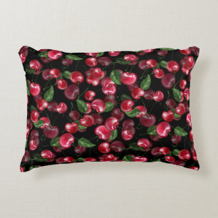 Coussins Décoratifs Fruit cerise sur noir