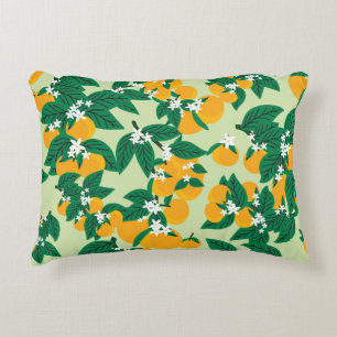 Coussins Décoratifs Fruit orange : motif vintage vert.