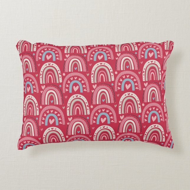Coussins Décoratifs Fuchsia Valentines Day Rainbows (Devant)