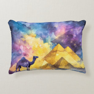 Coussins Décoratifs Galaxie du désert à l'aquarelle Chameau Pyramide V