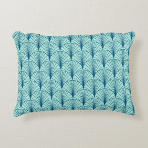 Coussins Décoratifs Géométrie Vert Mer : Motif ventilateur.