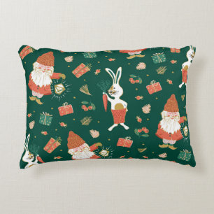 Coussins Décoratifs Gnomes de Noël, Motif de vacances de lapin.