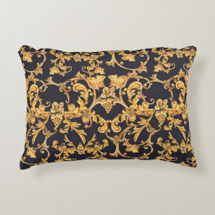 Coussins Décoratifs Golden Baroque, Scroll Feuille Motif.