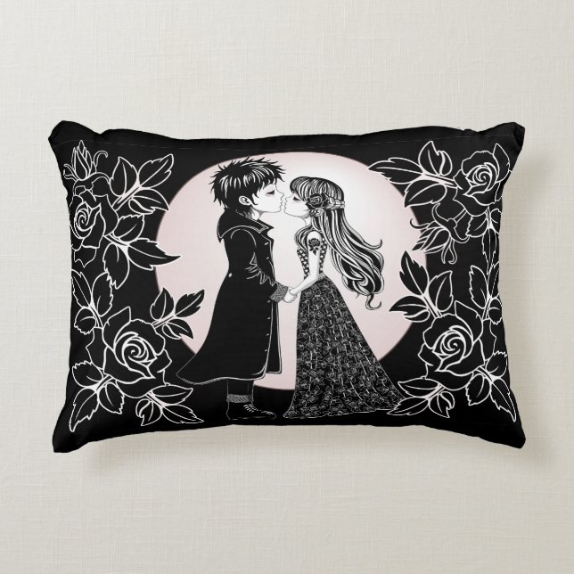 Coussins Décoratifs Gothique Emo Enfants Kiss Valentine's Day (Devant)