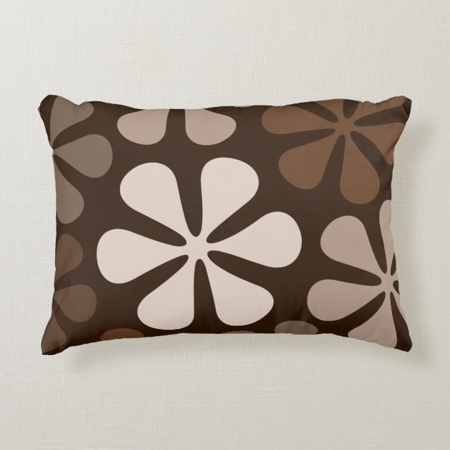Coussins Décoratifs Grandes Fleurs Abstraites Browns & Creams (Devant)