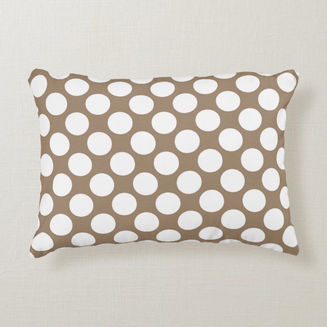 Coussins Décoratifs Grands points rétro - blanc et taupe (Devant)