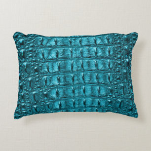 Coussins Décoratifs gravure d'alligator bleu bleu turquoise et chère