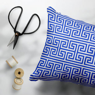 Coussins Décoratifs Grec Meander Carré clé H Motif bleu