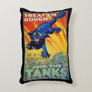 Coussins Décoratifs Guerre militaire vintage Recrutement avec un chat 