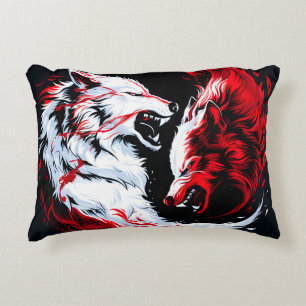 Coussins Décoratifs Guerrier loup cosmique rouge blanc