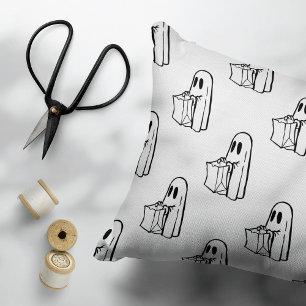 Coussins Décoratifs Halloween, Blancs Fantômes, Tricoter Ou Traiter, B