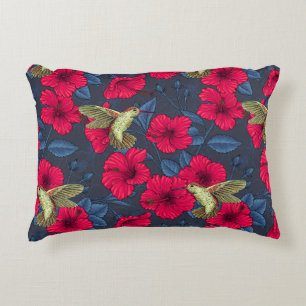 Coussins Décoratifs Hibiscus Botanique Vintage et Colibri