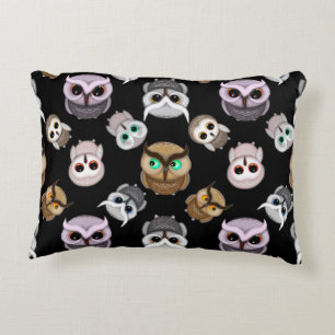 Coussins Décoratifs Hibou amusant sur fond noir
