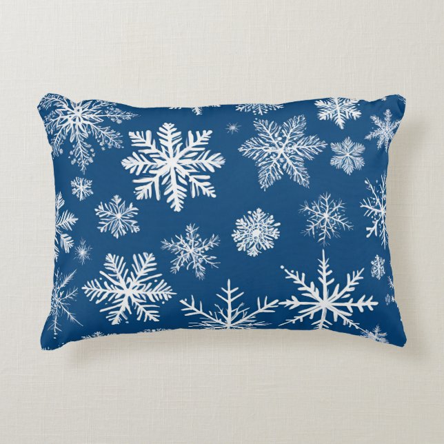 Coussins Décoratifs Hiver des flocons bleus (Devant)