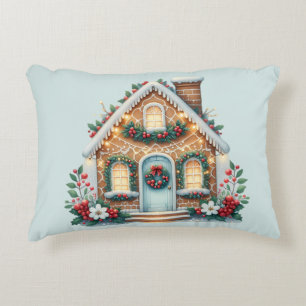 Coussins Décoratifs Illustration de maison en pain d'épices cosy pour