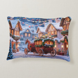 Coussins Décoratifs Illustration de village de Noël