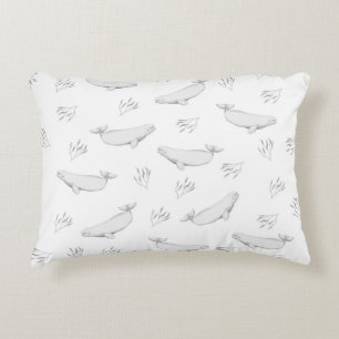 Coussins Décoratifs Illustration Délicate Des Baleines Beluga Et Des M