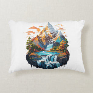 Coussins Décoratifs Illustration du paysage de montagne
