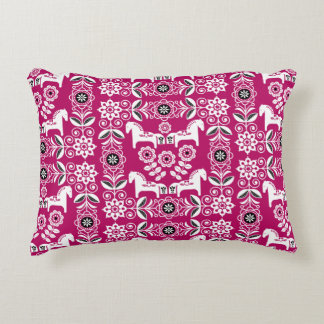 Coussins Décoratifs Impression de cheval suédois Dala rose