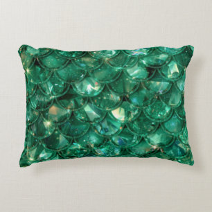 Coussins Décoratifs Impression de sirène verte brillante