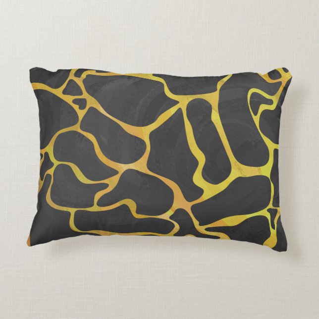 Coussins Décoratifs Impression Giraffe noir et jaune (Dos)