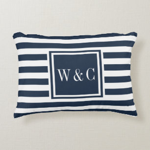 Coussins Décoratifs Initiales Personnalisées Monogramme Bleu Marine