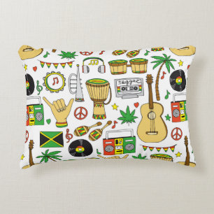Coussins Décoratifs Instruments de musique motif sans faille. Reggae
