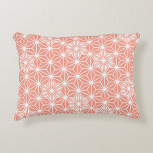 Coussins Décoratifs Japonais Asanoha motif - corail rose