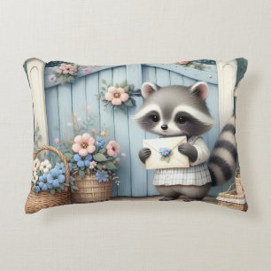 Coussins Décoratifs Jardin de lettres au Raton laveur pastel