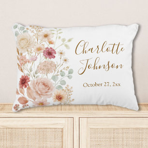Coussins Décoratifs Jardin de roses à l'aquarelle Élégant monogramme f
