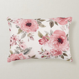 Coussins Décoratifs Jardin de roses rose aquarelle floral teint botani