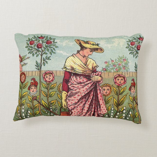 Coussins Décoratifs Jardin Fleur Femme Art Antique (Dos)