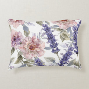 Coussins Décoratifs Jardin floral aquarelle pivoine lavande 