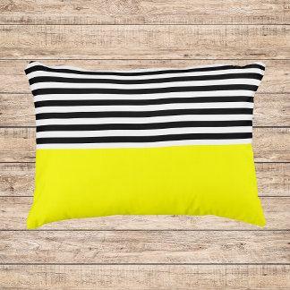 Coussins Décoratifs Jaune néon avec rayures noires et blanches