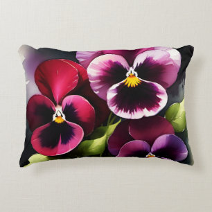Coussins Décoratifs Joli marron noir rouge pansies aquarelle peinture