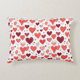 Coussins Décoratifs Jouer main dessinée coeur rouge motif sur blanc