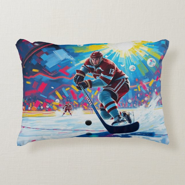 Coussins Décoratifs Joueur de hockey à But (Devant)