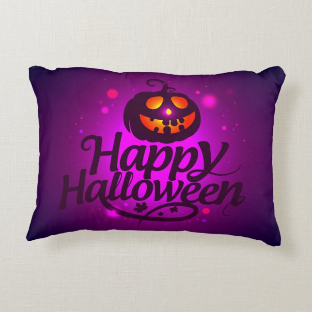 Coussins Décoratifs Joyeux Citrouille d'horreur d'Halloween (Dos)