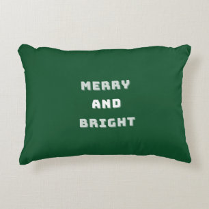 Coussins Décoratifs Joyeux et lumineux, Art de Noël vert, Vacances