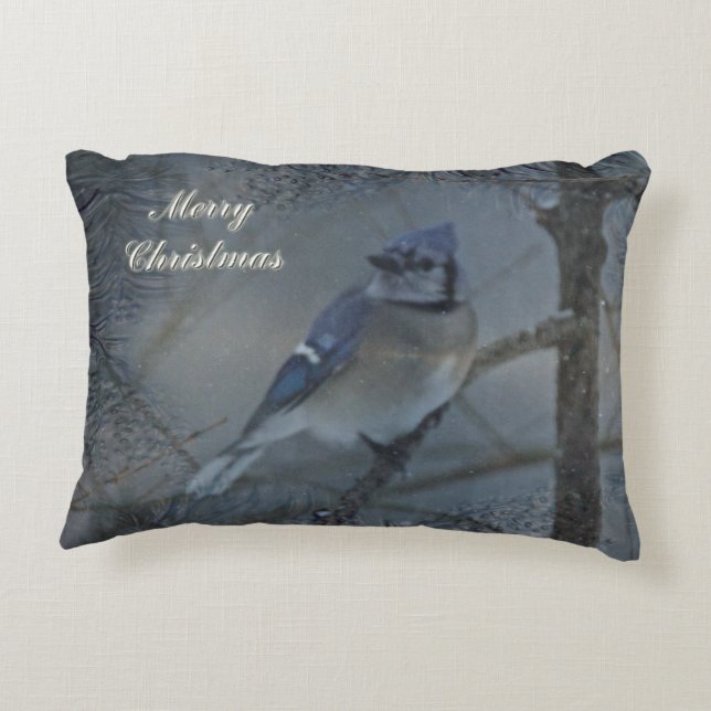 Coussins Décoratifs Joyeux Noël - Eastern Blue Jay (Dos)