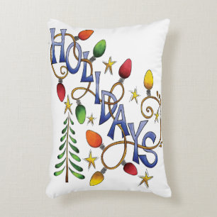 Coussins Décoratifs Joyeux Noël, Lumières et Étoiles avec Texte de Fêt