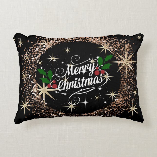 Coussins Décoratifs Joyeux Noël, pétillant et scintillant (Devant)