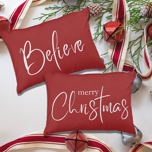 Coussins Décoratifs Joyeux Noël Rouge Vacances modernes (Créateur téléchargé)