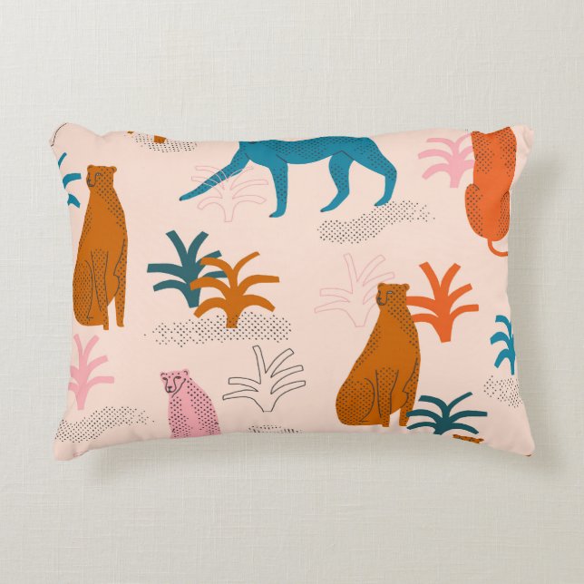 Coussins Décoratifs Jungle Cheetah : Funky Motif Tropical. (Devant)